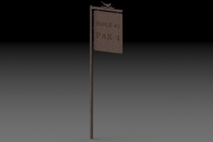 Hole Sign on L-Shaped Post